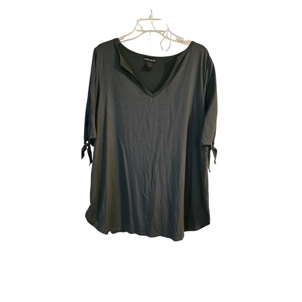 Kristin Nicole Plus Size V neck Flowy Boho 3/4 Sleeve Blouse